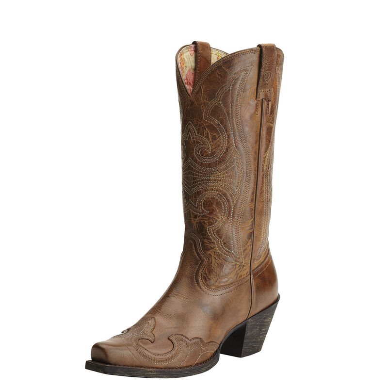 Ariat Round Up D Toe Wingtip Bej Rengi Western Csizma Bayan (38696-539)